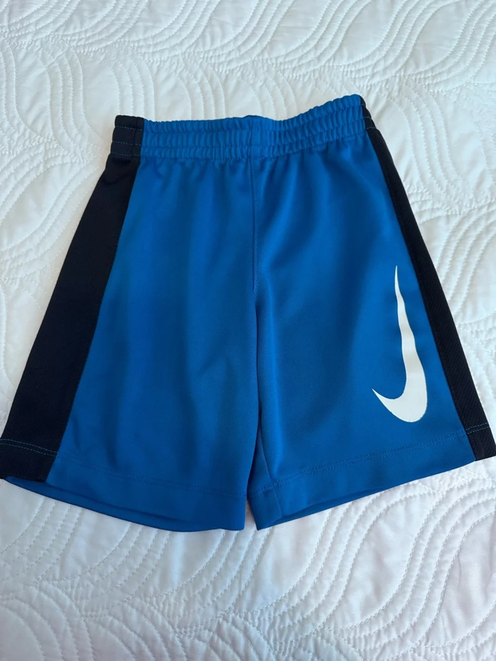 Nike Kids' Blue Athletic Shorts with Black Side Panels Sz. 5